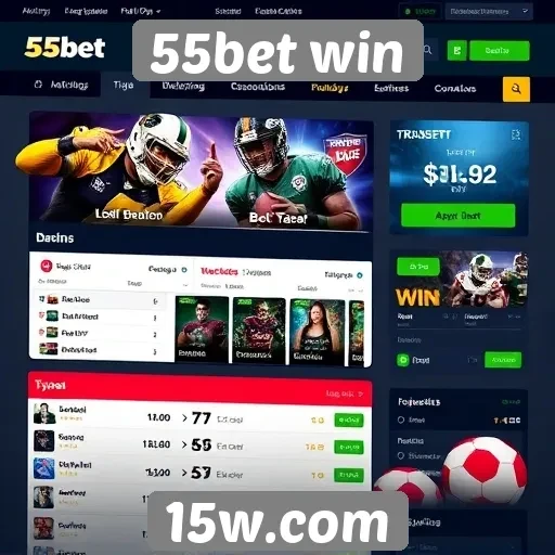 Interface do usuário do site 55bet win em foco